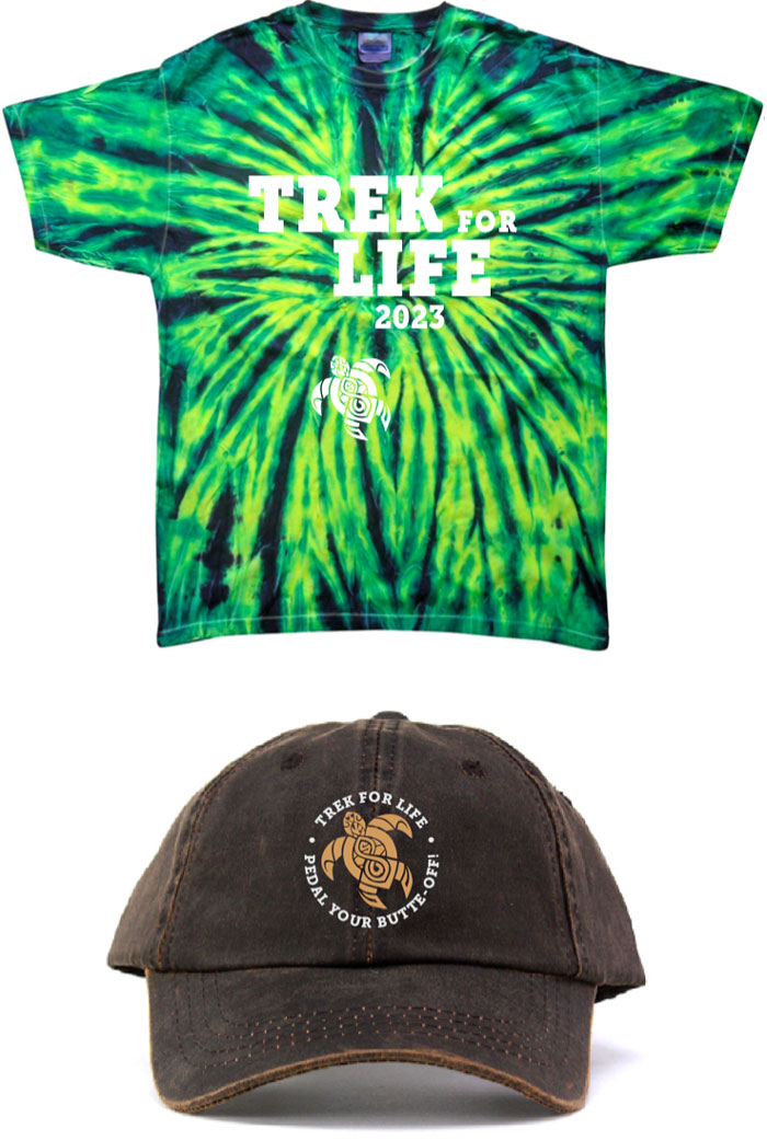 2023 Trek for Life t-shirt and hat